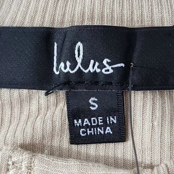 2/$30 Lulus Beige Ribbed Henley Cropped Tee Size S | Casual & Trendy Knit Top - Picture 3 of 6